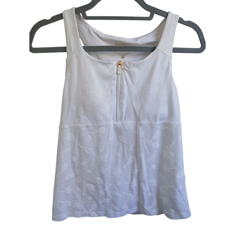 Lilly Pulitzer luxletics Tennis pickleball Tank Top White Embossed Sport small